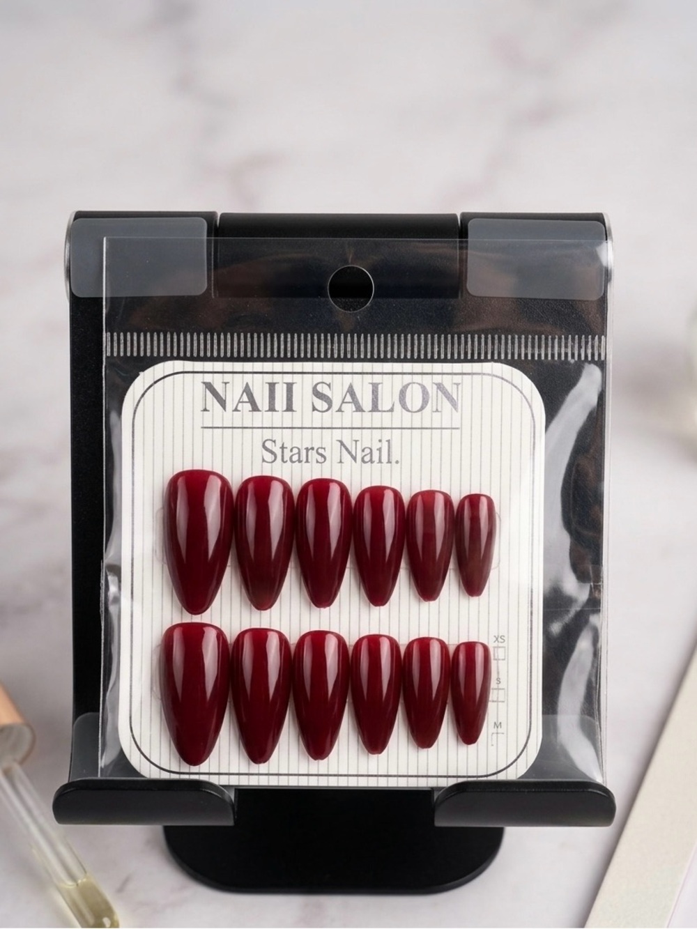 Press-On Stiletto Nails in Deep Burgundy